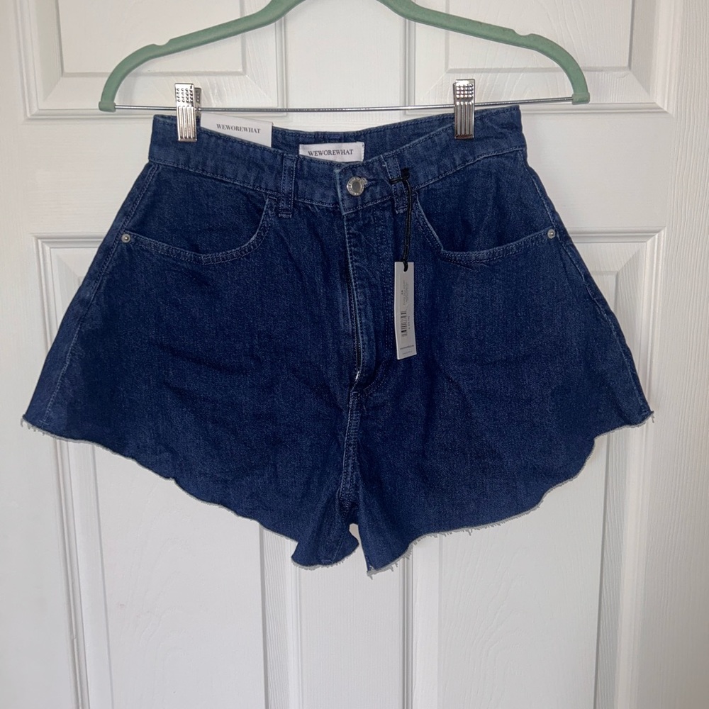 WeWoreWhat Denim Bell Shorts - Dark Wash